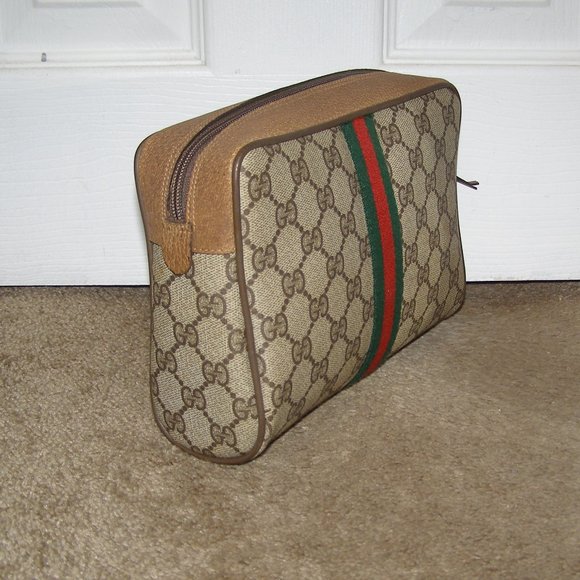AUTHENTIC VINTAGE GUCCI SHERRY LINE MAKEUP POUCH CLUTCH TOILETRY CASE - Picture 3 of 12